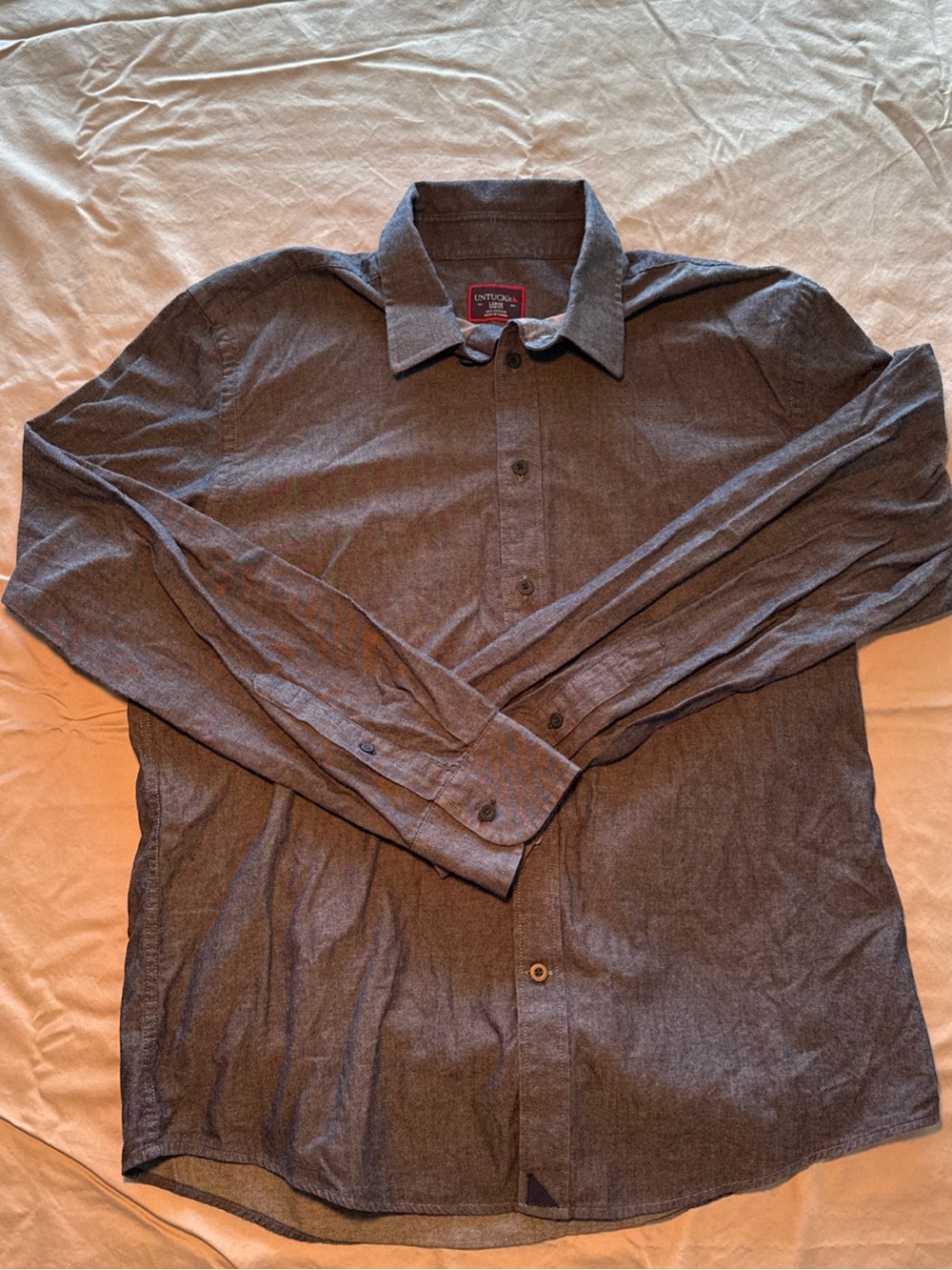UNTUCKit Men's Long-Sleeve Button-Up Shirt in Charcoal Gray slim fit